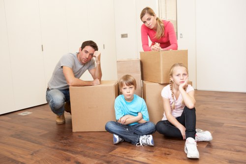 Prepared boxes and furniture ready for flat removals in Kingston upon Thames